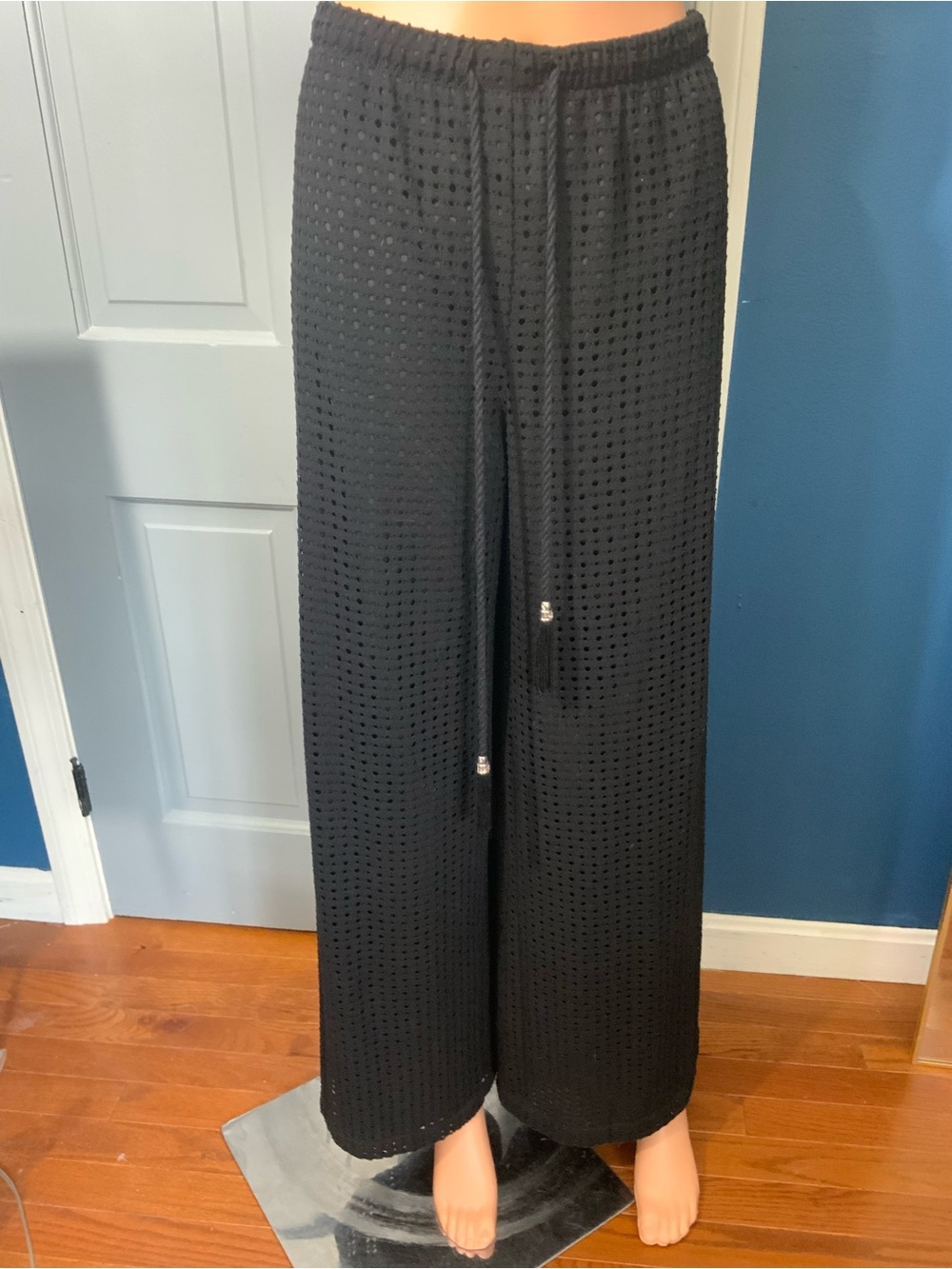Chico's Black Crochet Wide-Leg Swim Coverup Pants